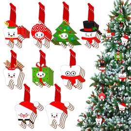 Hoteam 18 Pcs Christmas Tooth Ornaments for Tree Xmas Gifts for Dental Laboratory Technician Dentist Assistant Recognition (Cute Teeth)
