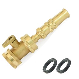 PLG Heavy Duty Solid Brass Adjustable Spray Nozzles for Garden Hose Twist Water Hose Nozzle High Pressure and Hose Shut Off Valve Set