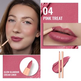 Oulac Lápiz Delineador de Labios Retráctil Rosa 2en1 Impermeable Crayón de Maquillaje para Delineador de Labios y Delineador de Ojos, Suave y Cremoso, Acabado Mate de Larga Duración, Belleza Vegana