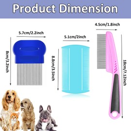 Flea Comb Removal Lice Combs Stainless Steel Fine Tooth Comb Grooming Set Pet Double-Sided Comb with Smooth Teeth Ideal for Cats, Dogs, Kitten, Puppy - 6Pcs (Different Type)