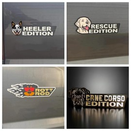 Mandydy Dog Edition 3D Badge Automotive Decals, Laser Cutting Vehicle Emblem Stickers for Car, Truck, RV, Boat Exterior Decoration - Funny Animal Corgi Accessories Gifts