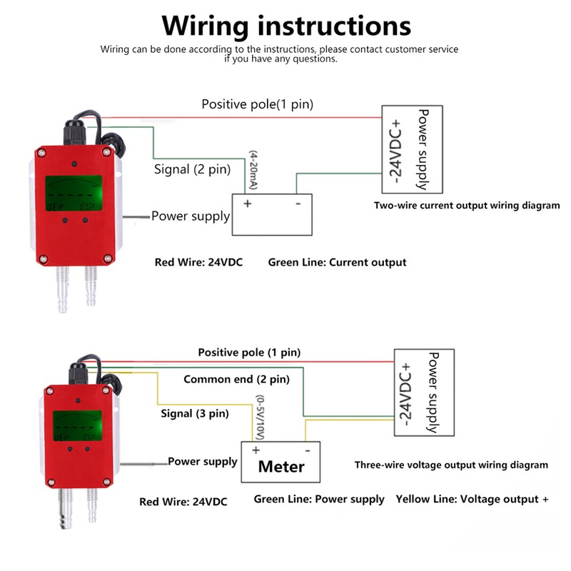 LCD Intelligent Digital Air Transmitter Air Pressure Sensor DC 24V
