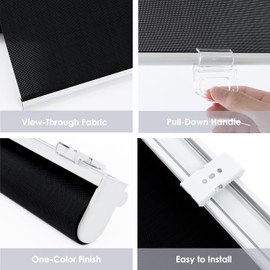 TOVALOR Cordless Roller Shades for Windows,Light Filtering Pull Down Blinds,Solar Screen Door Blinds,Flame Retardant UV Protection Fabric for Home Office (53" W x 72" H,Solar Black)