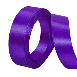 1 inch Solid Color Satin Ribbon Roll 50 Yards for Gift Floral Wrapping Bouquet Wedding Party Birthday Decorations and More Deep Purple