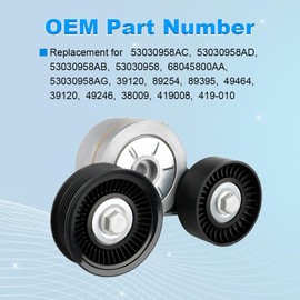 VANJING 39120 Belt Tensioner Assembly with Pulley Compatible with Dodge Dakota Durango Ram 1500 Jeep Commander Grand Cherokee Chrysler Aspen Mitsubishi Raider Replacement for 53030958AC