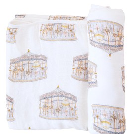 The Gilded Bird Bamboo & Organic Cotton Baby Blanket, 110cm x 110cm, Super Soft, Machine Washable - Carousel