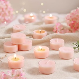 Scented Tea Lights Candles, Sakura Blush, 8 Pack – Soft Pink Scented Tealight Candles– 100% Palm Wax – 6 Hour Burn Time Aromatherapy Tea Light Votive Candle for Spring Decor, Bath, Romance