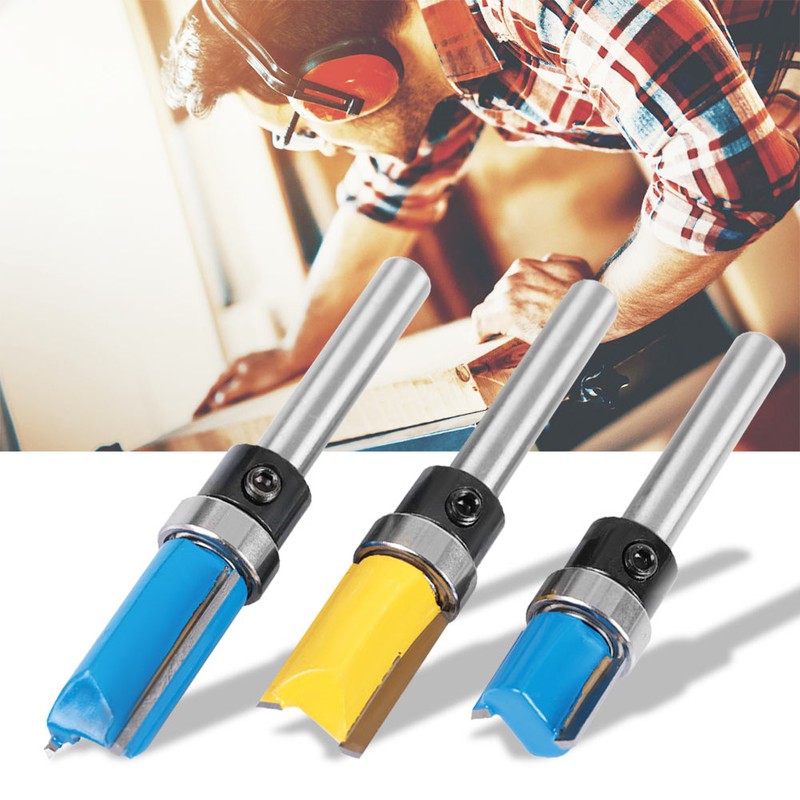 3pcs Woodworking Cutter Milling 1/4" Shank Edge Trimming Slotting Router