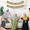 Jute Burlap Ramadan Mubarak Banner with Moon and Star Ramadan