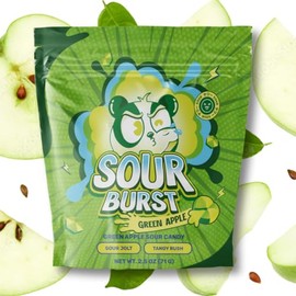 Kanpai Candy - Green Apple Sour Burst - Filled Chewy Candies - 2.5 oz. Bag By Lyza's Sweets & Treats