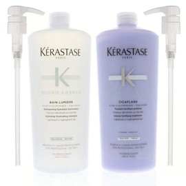 Kérastase Kerastase Bain Lumiere & Cicaflash Treatment, 34 Oz With Pumps