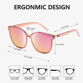 DUCO Retro Round Polarized Sunglasses for Women Men Oversized Vintage Shades W017