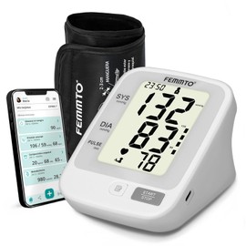 Femmto Baumanómetro Digital Monitor de Presión Arterial Hogareño Tensiómetro con Brazalete Ajustable 22-32 cm Blanco