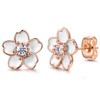 925 Sterling Silver Cherry Blossom Stud Earrings,Cute Flower Ear Studs