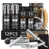 UTJCNVC Kit Barba para Hombre 12 en 1,Barba Kit Cuidado,Incluye aceite de barba,blsamo para barba,cortadora barba,cepillo barba,rodillo microagujas...