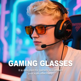 RSQQAV Lightweight Amber Blue Light Glasses for Men Computer Gaming Anti Eyestrain Sleep Glasses Square