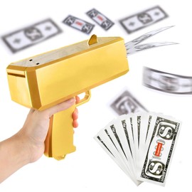 Money Gun Shooter with 100 Fake Money, Money Gun for Films, Film Props Gun, to Make It Rain, Money Gun for Games, Movies, Party, Party Games