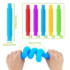 SYEYCW Pack of 15 Pop Tubes Sensory Toy, Mini Pop Tubes Sensory Toy, Colourful Stretch Tube Sensory Toy for Adults Children, Stress and Anxiety Relief Sensory Toy, 5 Colours