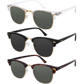 Polarized Sunglasses for Women Men Semi Rimless Retro Classic Trendy Sunglasses 100% UV Protection (3Pack)