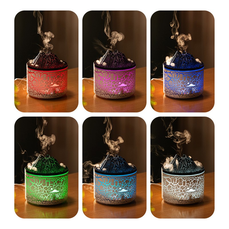 Volcano Diffuser 5V 180ml Relaxing Auto Off Warm Atmosphere Flame