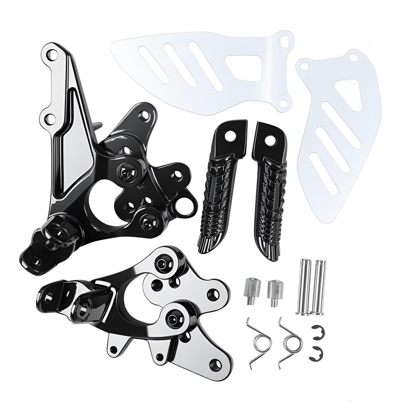 Motorcycles Black Front Rider Foot Pegs Footrest Bracket Fit For