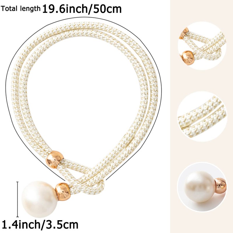 Folmywy Curtain Tiebacks with Big Pearl 2 Pack Adjustable Boho