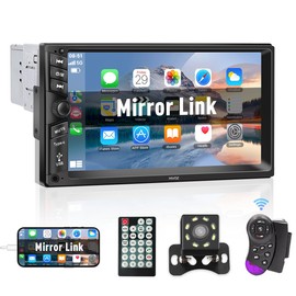 HIMICAR Autoestéreo para Carro de 7 Pulgadas con Pantalla Doble DIN, Solo DIN& Doble DIN Design Estéreo Multifuncional para Automóvil, MP5, FM, AUX, TF, Cámara Trasera, GPS, Bluetooth