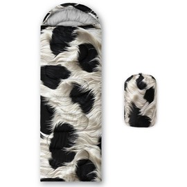 QOOMO Cow Printed Camping Sleeping Bags,3 Season Warm & Cool Weather,Lightweight,Waterproof Sleeping Bags for Adults & Kids,Traveling,and Outdoors,Camping Gear Equipment
