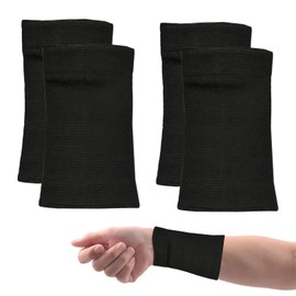 Sweatband Wrist for Men Women, Pack of 4 Elastic Black Sweatbands, Sports Sweatbands, Sweatband Children, Fitness Sweatband for Football, Basketball and Tennis Sports