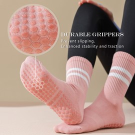 WANZHIHUI Pilates Grip Socks for Women Non Slip Grippy Cotton Pilate Sock Cute for Yoga Barre Workout Hospital