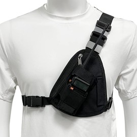 LSENG Chest Harness Shoulder Holster - Adjustable Single Radio Pouch for Motorola & BAOFENG Walkie Talkies