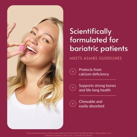 Bariatric Advantage Calcium Citrate Chewy Bites 500 mg with Vitamin D3 - Chewable Supplement for Bariatric Surgery Patients - Sugar-Free Calcium Chews - Assorted Fruit - 90 Count