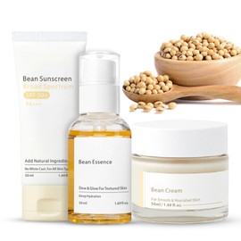 Bean Essence Korean Skincare Set, Pamper Gifts For Women: Hydrating Face Cream, Brightening Serum, Sunscreen SPF 50+ | Gentle & Hydrating, All Skin Types, Skin Care Gift Sets For Women