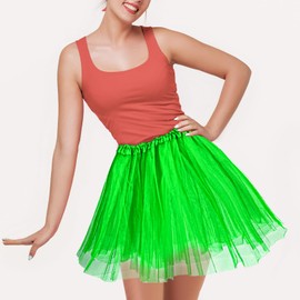 KALIONE Tutu Skirt for Women 3 Layered Elastic Tulle Skirts Women's Teen Adult Tutu Skirt Bubble Ballet Dance Tulle Skirts Vintage Party Dress Costume Accessories for Women Teen Girls, Grass Green