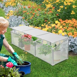 6 x 2 FT Mini Greenhouse for Outdoor, Small Polycarbonate Greenhouses with Aluminum Frame and Adjustable Latch, Waterproof & UV Protected Portable Green House for Outside Garden Patio Backyard
