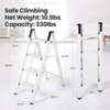FAHKNS White 4 Step Ladder, Aluminum Light Folding 4 Step