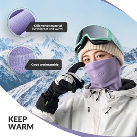 Qunature Winter Neck Tube Neck Warmer Ski Tube Scarf Fleece Thick Windproof Breathable Thermal Neckerchief Women & Men for Outdoor Sports Skiing Running Cycling Snowboarding, purple