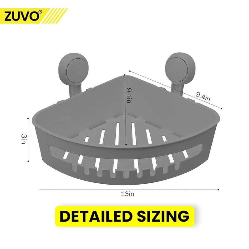 Zuvo Shower Shelf Suction Cup No-Drilling - Enhance Shower Storage