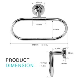 JASSFERRY Wall Mounted Oval Towel Ring Luxury Modern Design Bath Hand Towel Holder Hanger Polished Chrome