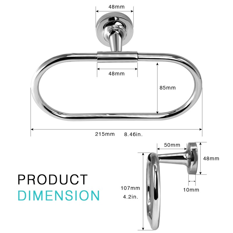JASSFERRY Wall Mounted Oval Towel Ring Luxury Modern Design Bath