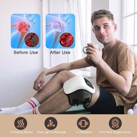 Cordless Heated Knee Massager Vibration Therapy Knee Massager with LED Screen