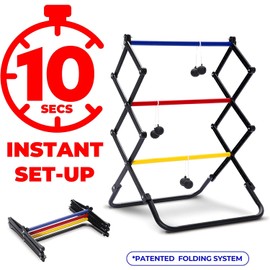 TGU Ladder Toss Games, Ladder Ball Set - Instant Setup, Folding System | Outdoor Games for Backyard Lawn Yard Beach Park & Tailgate, Black (EOL207402022), Set of 2