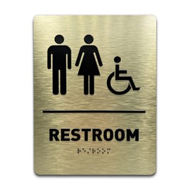 G101G All Gender Restroom Accessible ID Sign ADA Compliant 36 Color Options (Kensington Maple)
