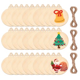 120pcs 5inch Wood Slices,Wooden Christmas Ornaments,Unfinished Predrilled Wood Circles for Crafts Centerpieces,DIY Round Wooden Discs Hanging Decorations (5 Inches-120)