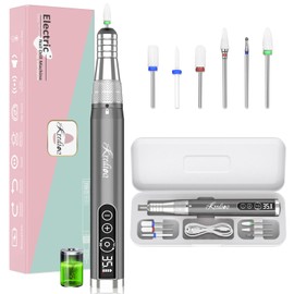 Nail Cutter for Gel Nails Wireless 35000 rpm Electric Nail Cutter Manicure Set Electric with Ceramic Bits for Cuticles Shellac Acrylic Gel Beginners Professional Grey