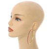 Oversized Slim Red Crystal Hoop Earrings In Gold Tone -