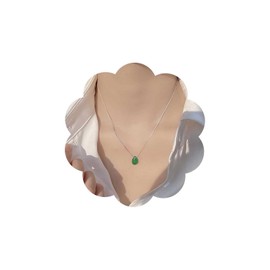 Cybche Vintage Green Teardrop Pendent Necklace Resin Waterdrop Necklace Green Gemstone Choker Necklace Minimalist Drop Gemstone Necklace Emerald Teardrop Necklace Jewelry for Women