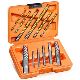 12 Pcs Screw Extractor and Left Hand Drill Bits Set, Easy Out Bolt Extractor Set Spiral Flute Stripped Screw Remover Reverse Cobalt HSS Steel Drill Bit for Remove Broken Tight Screws Bolts Studs