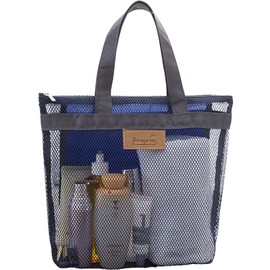 Rotema Mesh Shower Bag with Zipper,11.8x9.8Inches Small Pool Bag,Shower Bags for Men Women，Gym Bag Essentials,Camping Toiletry Bag(2pack, navy blue)