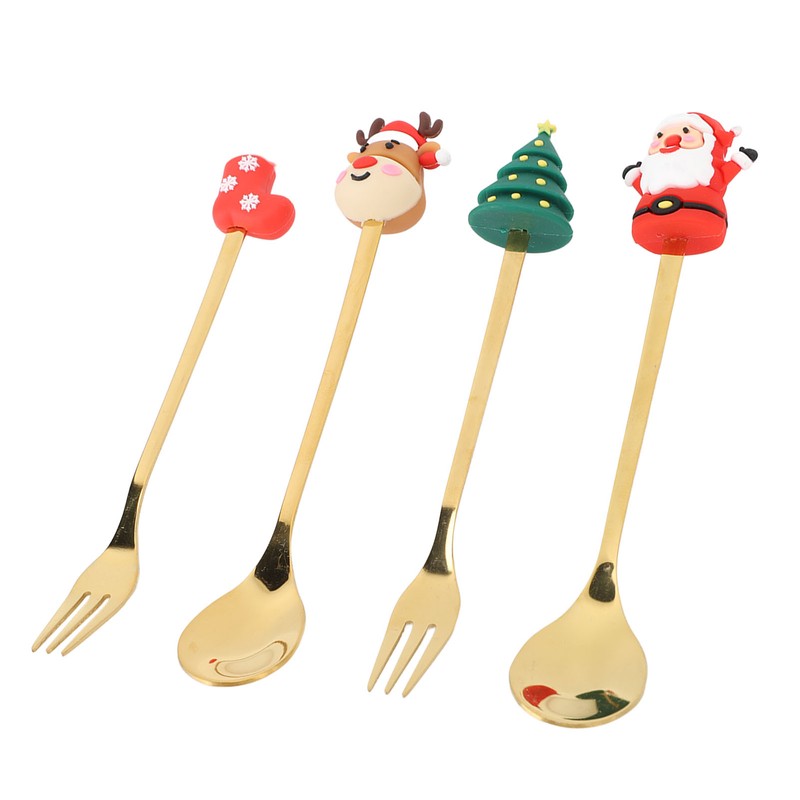 Christmas Spoons Forks Stainless Steel Cute Stylish Christmas Tableware Set